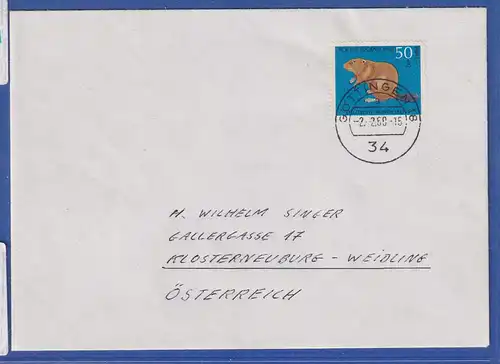 Bund Jugend 1968 Biber Mi-Nr. 552 als EF auf Brief von Göttingen n. Österreich