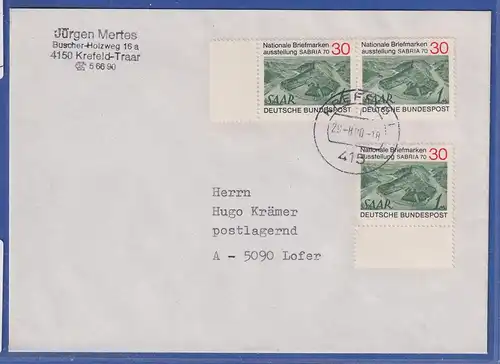 Bund 1970 SABRIA Mi-Nr. 619 MEF auf Brief v. KREFELD n. Österreich, 1980
