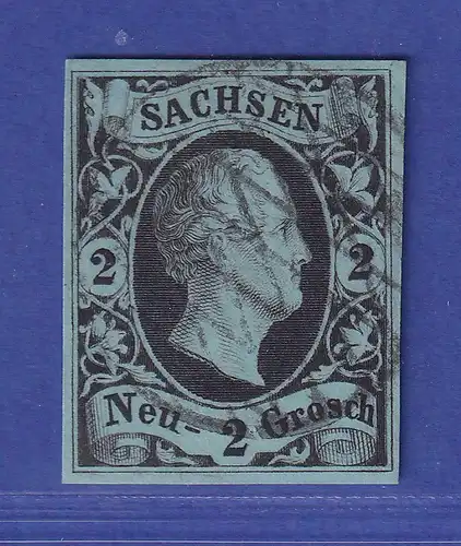 Sachsen König Friedrich August II. 2 Ngr  Mi.-Nr. 5 gestempelt gepr. PFENNINGER