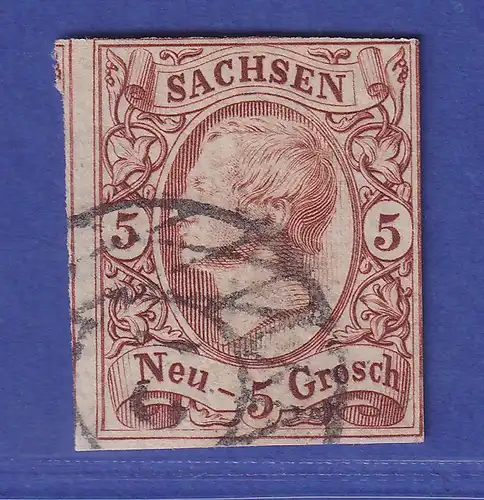 Sachsen König Johann I. 5 Ngr  Mi.-Nr.12 e  gestempelt gepr. PFENNINGER 