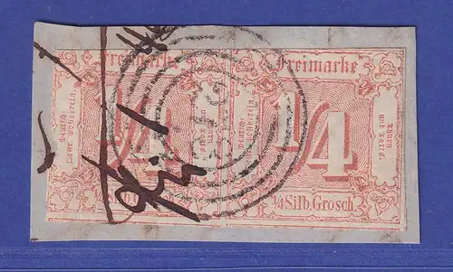 Thurn und Taxis 1/4 Sgr Mi.-Nr. 13 Paar mit Nummern-O 273 GOTHA auf Briefstück