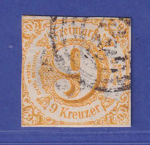 Thurn und Taxis 9 Kreuzer Mi.-Nr. 23 I gestempelt gepr. PFENNINGER