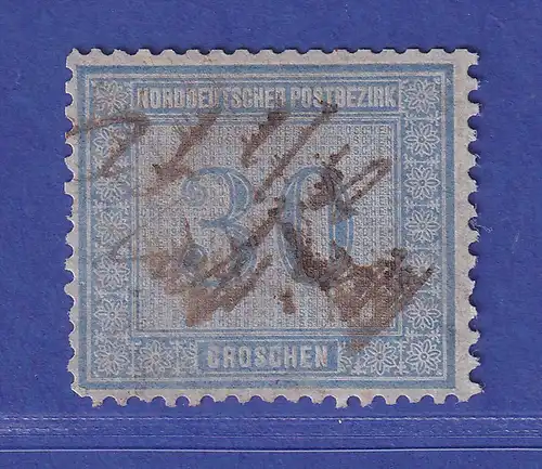 Norddt. Postbezirk 30 Gr  Mi.-Nr. 26 mit Federzug-Entwertung gpr. PFENNINGER