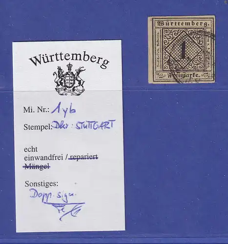 Württemberg 1 Kreuzer Mi.-Nr. 1 y b gestempelt gepr. HEINRICH BPP