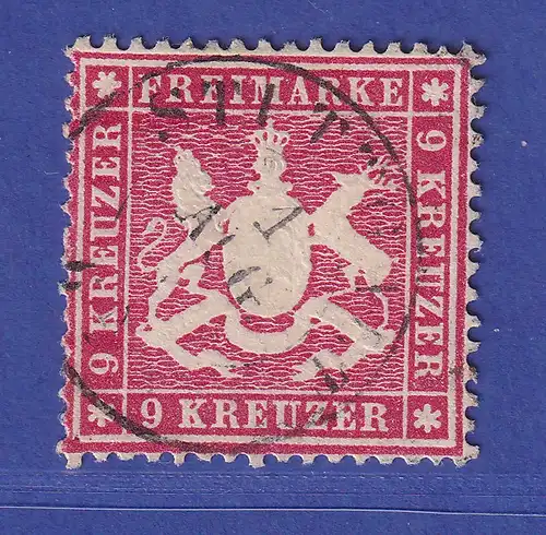 Württemberg Wappen 9 Kreuzer  Mi.-Nr. 19 x a  gestempelt gepr. PFENNINGER