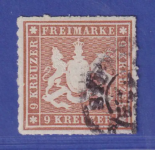 Württemberg Wappen 9 Kreuzer  Mi.-Nr. 33 a  O  gepr. BRETTL