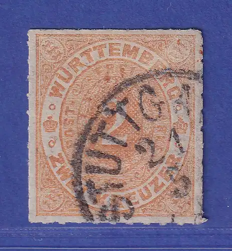 Württemberg Ziffer im Oval 2 Kreuzer  Mi.-Nr. 37 a  gestempelt  gepr. PFENNINGER