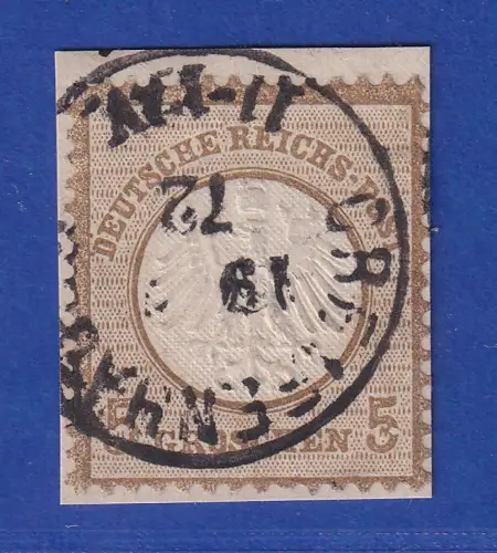 Dt. Reich kl. Brustschild 5 Gr Mi.-Nr. 6 PLF I O auf Briefstück gpr. PFENNINGER