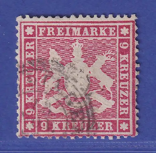 Württemberg Wappen 9 Kreuzer  Mi.-Nr. 19 y a  gestempelt gepr. PFENNINGER