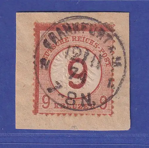Deutsches Reich 9 Kreuzer  Mi.-Nr. 30 gestempelt auf Briefstück gepr. PFENNINGER