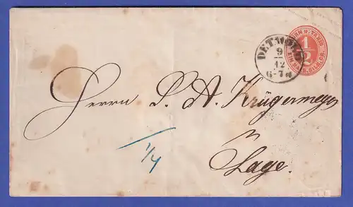 Thurn und Taxis Ganzsache Umschlag Mi.-Nr. U1 A mit O DETMOLD gel. nach Lage