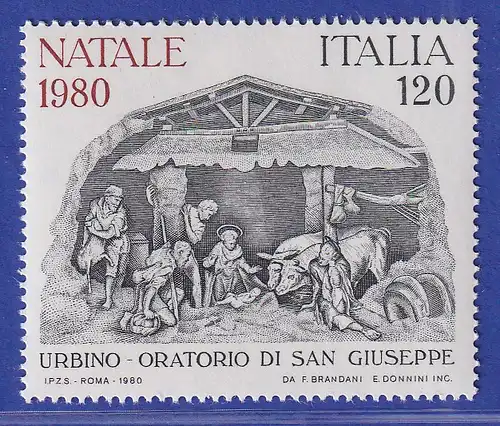 Italien 1980 Weihnachtskrippe von Urbino  Mi.-Nr.1738 **