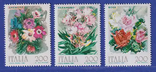 Italien 1981 Freimarken Blumen Anemone Oleander Edelrose Mi.-Nr.1745-47 **
