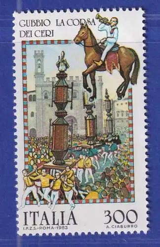 Italien 1983 Freimarke Prozession Corsa dei Ceri  in Gubbio Mi.-Nr.1846 **