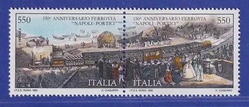 Italien 1989 Eröffnung erste Eisenbahnlinie Neapel-Portici  Mi-Nr 2095-96 **