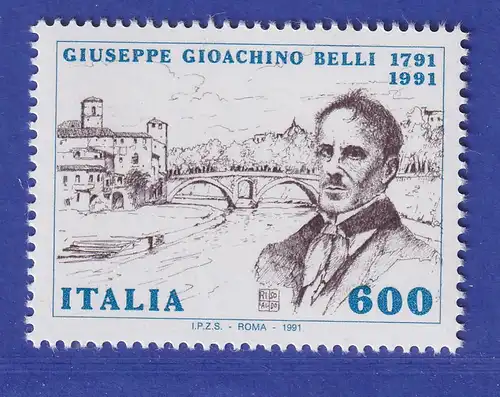 Italien 1991 Giuseppe Gioachino Belli Mundartdichter Mi-Nr. 2178 **