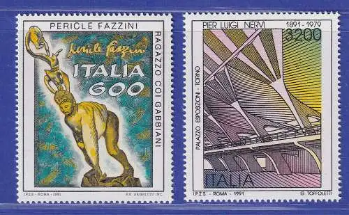 Italien 1991 Skulptur P. Fazzini, Ausstellungspalast  P.L.Nervi Mi-Nr.2188-89 **