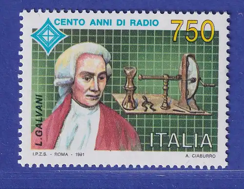 Italien 1991 Luigi Galvani Arzt und Naturforscher Mi-Nr. 2191 **