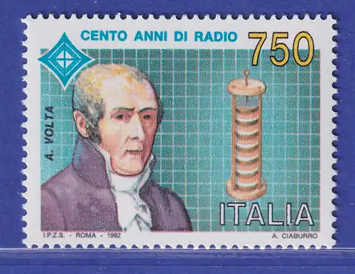 Italien 1992 Alessandro Volta Physiker Mi-Nr. 2205 **
