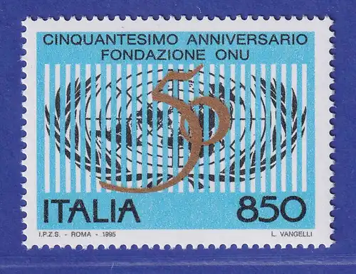 Italien 1995 Vereinte Nationen UNO -Emblem, Zahl 50  Mi-Nr. 2366 **