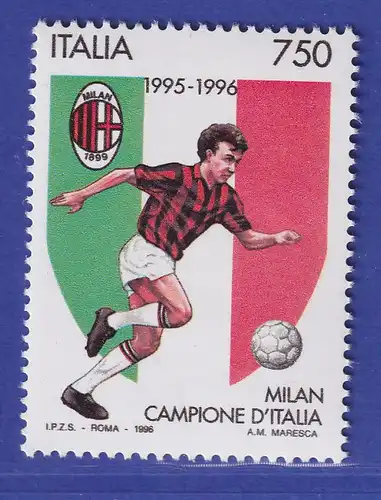 Italien 1996 Gewinn der Fußballmeisterschaft 1995/96  AC Mailand Mi-Nr. 2457 **