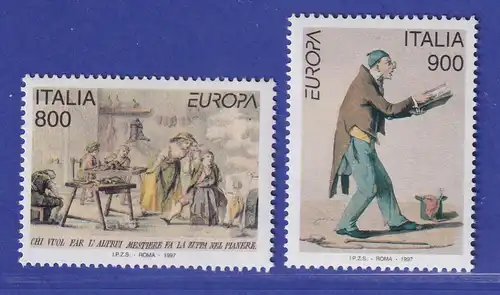Italien 1997 Schuhflickwerkstatt und Straßensänger  Mi-Nr. 2496-97 **