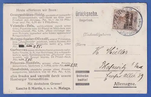 DAP Marokko 3 Centimes Mi.-Nr. 46 EF auf Drucksachen-Karte gest. TANGER 