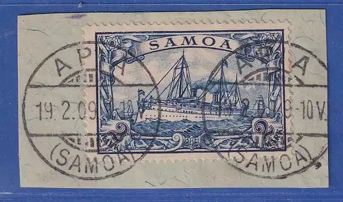Dt. Kolonie Samoa 2 Mark Mi.-Nr. 17 gestempelt APIA auf Briefstück gpr. BPP