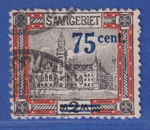 Saar 75 Cent Aufdruck blau Mi.-Nr. 79A II gestempelt gepr. NEY BPP