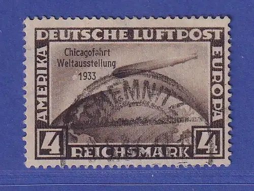 Dt. Reich 1933 Flugpostmarke Zeppelin Chicagofahrt 4 RM Mi.-Nr. 498 gestempelt