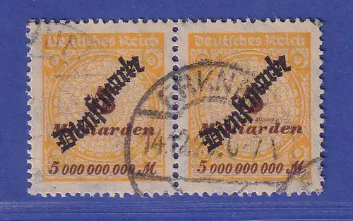 Deutsches Reich 1923 Dienstmarken Mi.-Nr. 85 waag. Paar  O ERKNER gepr. INFLA