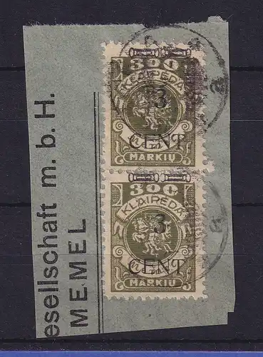 Memelgebiet 1923  Mi.-Nr. 179 I senkrechtes Paar  O auf Briefstück