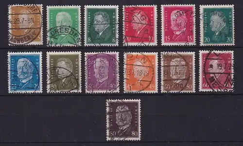 Deutsches Reich 1928 Reichspräsidenten  Mi.-Nr. 410-422 meist schön gestempelt