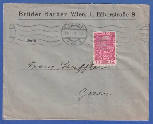 Österreich 1915 Mi.-Nr. 179 auf Brief von Wien nach Bozen