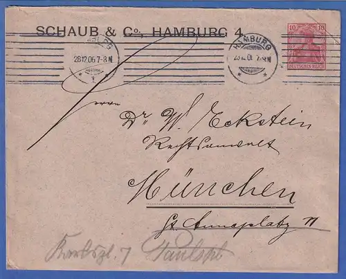 Hamburg, Fa. Schaub & Co. Privatumschlag 10Pfg Germania # PU 27B 43/02