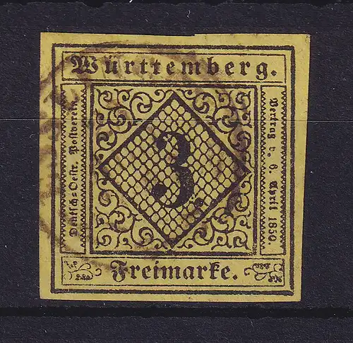 Württemberg 3 Kreuzer  Mi.-Nr. 2 a  O ESSLINGEN
