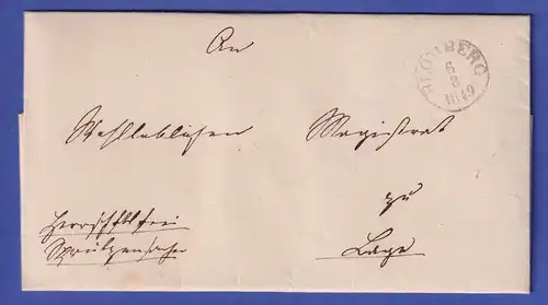 Preußen 1849 Vorphila-Brief mit schwarzem Einkreisstempel BLOMBERG