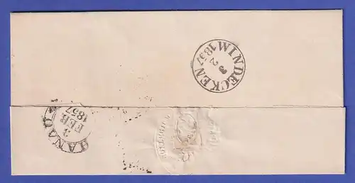 Hessen Brief mit schwarzem Zweikreisstempel CASSEL 1857