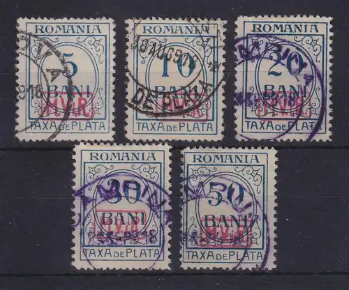 Dt. Besetzung 1.Weltkrieg Rumänien Portomarken Mi.-Nr. 1-5 Satz kpl gestempelt 