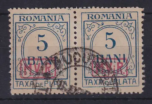 Dt. Besetzung 1.Weltkrieg Rumänien Portomarke Mi.-Nr. 1 waag. Paar gestempelt 