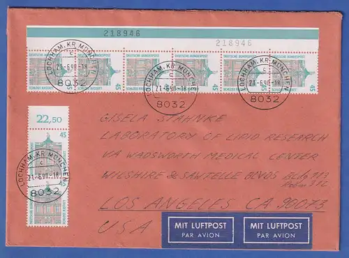 Bund SWK 45er Mi-Nr. 1468 8 Stück auf schwerem Lp-Brief in die USA , O LOCCHAM 