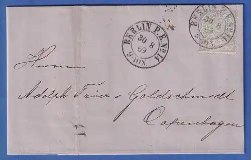 Norddeutscher Bund 2 Gr. Mi-Nr. 17 auf Brief von BERLIN nach Dänemark, 1869