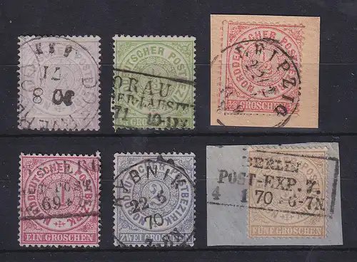 Norddeutscher Bund Groschen-Währung gezähnt Mi.-Nr. 13-18 Satz gestempelt