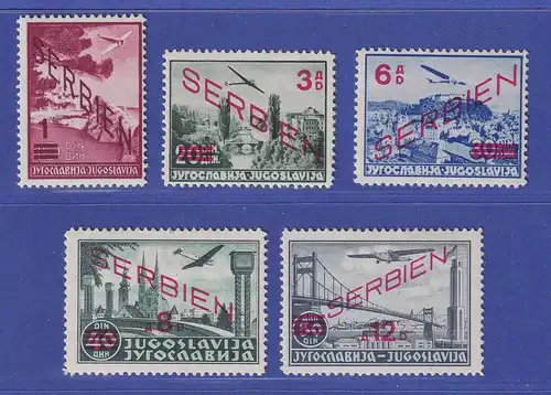 Dt. Besetzung 2.Weltkrieg Serbien Flugpostmarken Mi.-Nr. 26-30 postfrisch **