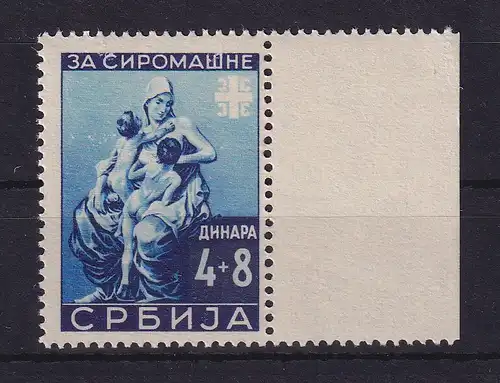 Dt. Besetzung 2.WK Serbien Für die Armen Mi.-Nr. 83 Seitenrand postfrisch **