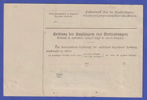 Dt. Reich 1912 Mi.-Nr. 90 I senkr. Paar auf Paketkarte Frankfurt/M. nach Zürich