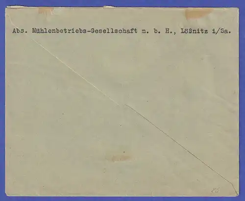 Deutsches Reich 1926 Mi.-Nr. 398-400 auf Orts-R-Brief aus Aue im Erzgebirge