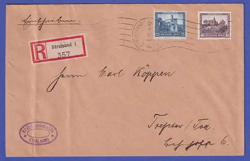 Deutsches Reich 1933 Mi.-Nr. 477 und 478 auf R-Brief Stralsund nach Treptow