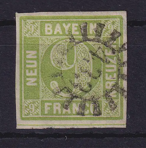 Bayern 9 Kreuzer grün Mi.-Nr. 5 d mit GMR 433