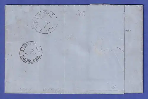 Bayern 1857 9Kr. Mi.-Nr. 5d II  auf Brief von Ansbach nach Frankfurt a. Main